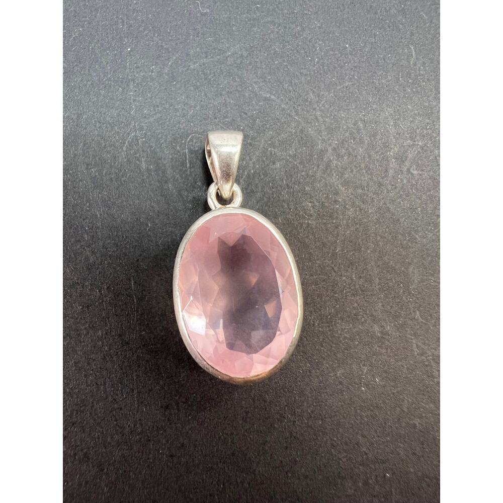 NEW Rose Quartz oval gemstone sterling silver pendant 5.62 grams